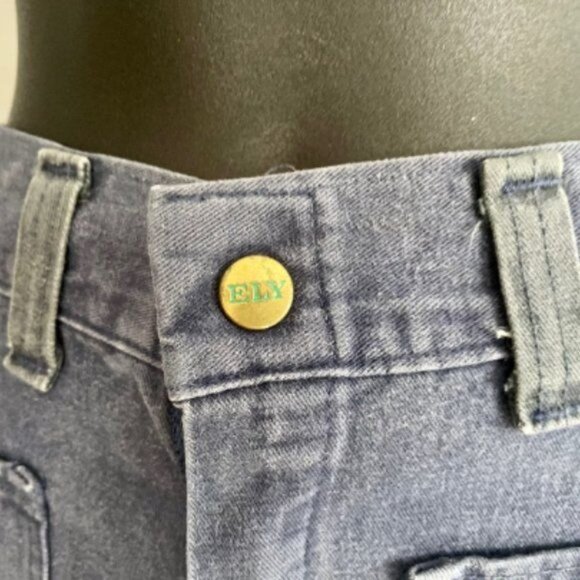 Vintage 1970s Ely Bell Bottoms Jeans with Cyclists High Waist Size 26 Sz S retro - Picture 6 of 10